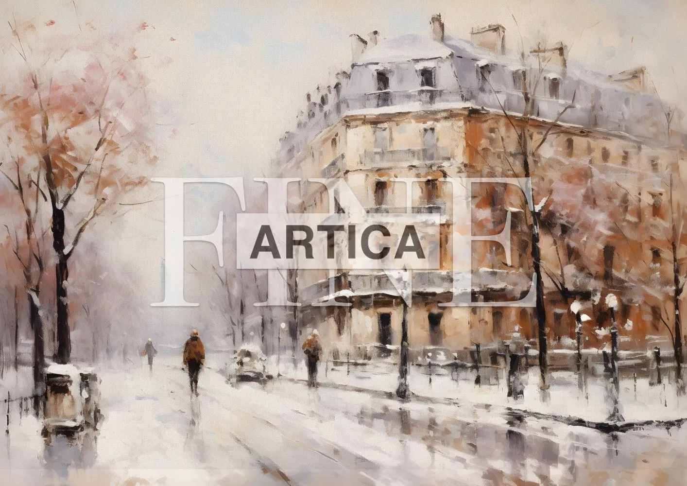 Snowy Parisian Boulevard