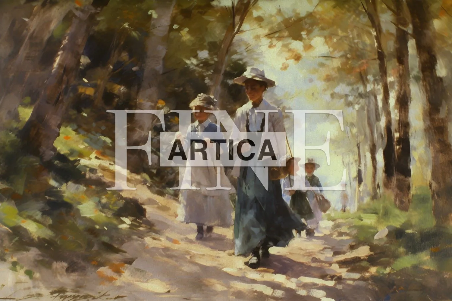 Stroll Beneath the Canopy: A Family's Afternoon Walk