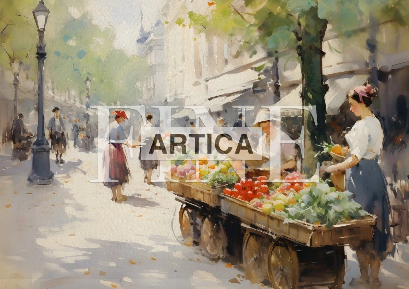 Bustling Market Morning: Light and Life on Paris Streets